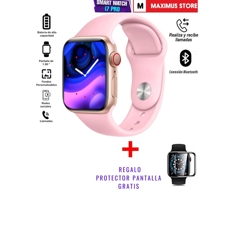GENERICO Reloj inteligente smartwatch i7promax Rosado SERIE 7 Recibe y Realiza Llamadas falabella