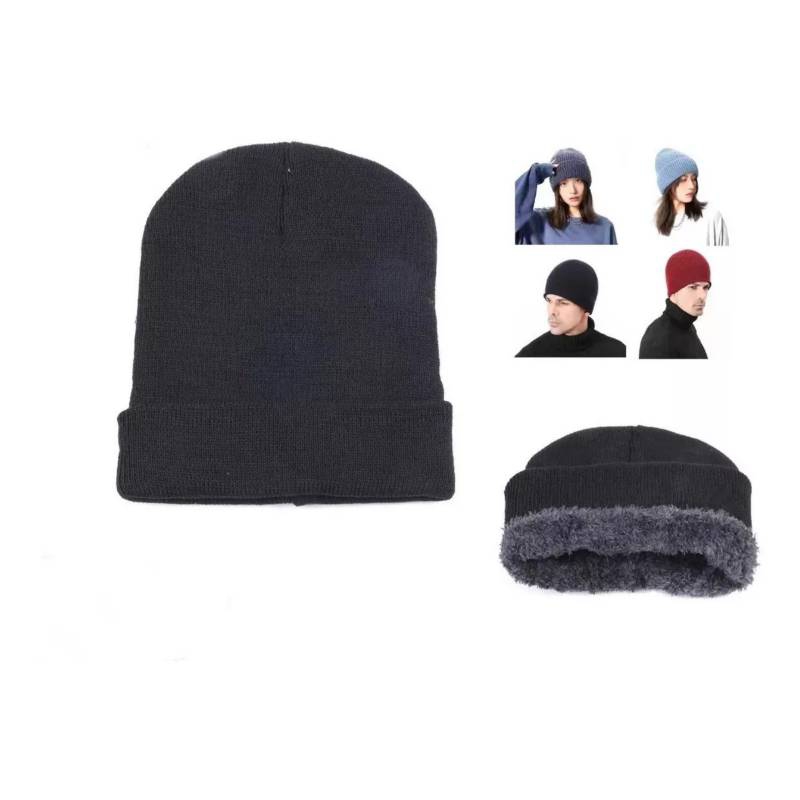 Gorro De Lana Merino 100% Con Forro Polar - Unisex, Acanalado, En Caja De Regalo, Ideal Para Invierno
