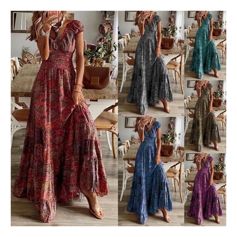 Vestidos Elegantes Largos Vintage Maxi Casual Mujer Verano