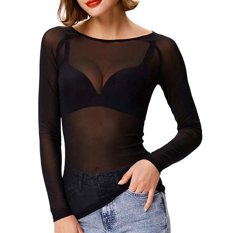 Pack 3 Camiseta Transparente De Manga Larga Para Mujer