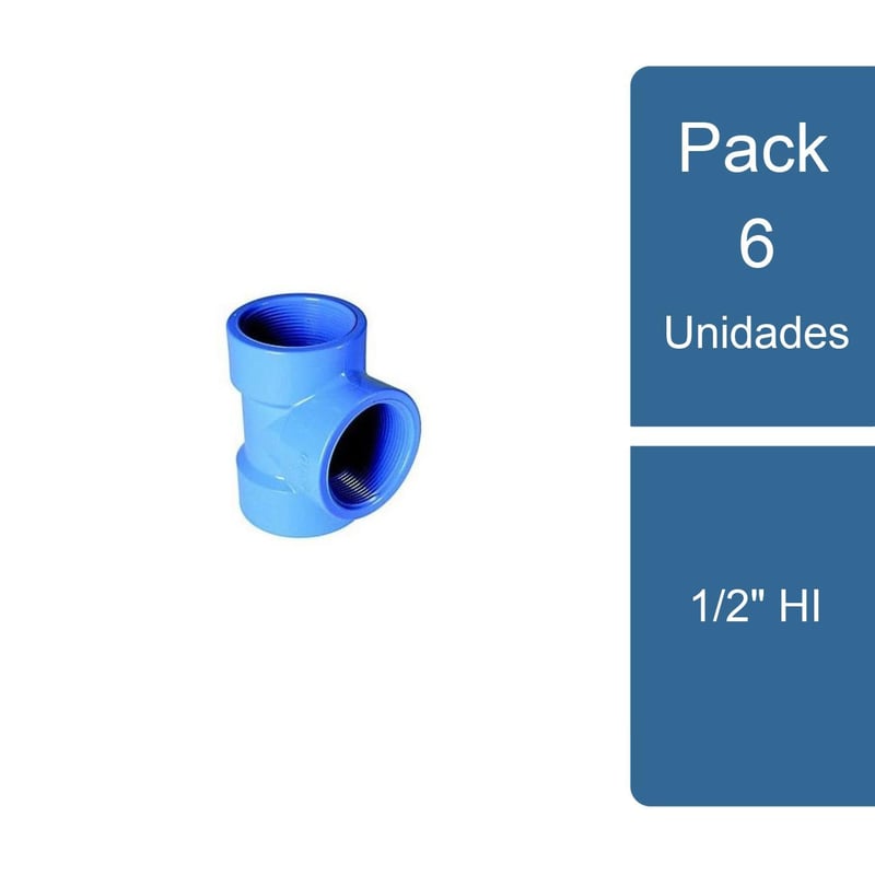 GENERICO Pack 6 Tee PVC Hidráulico 1/2