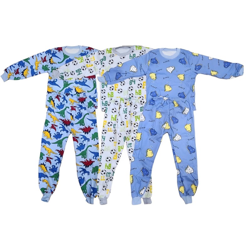 Pack 3 Pijamas Algodon Franela Nino Colores Surtidos