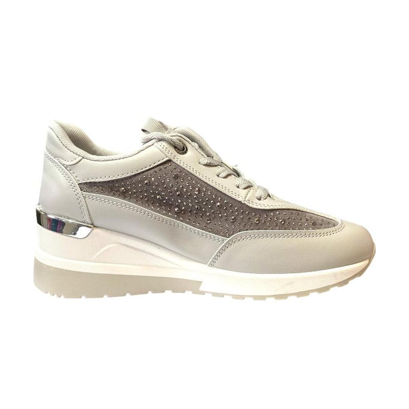 Zapatilla Brillos Mujer Alta Gris