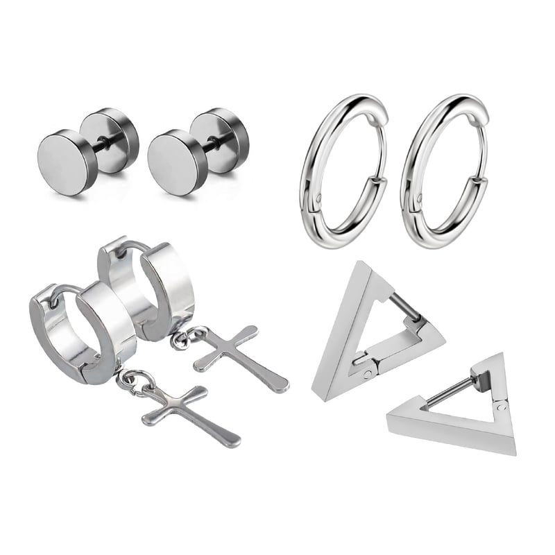 MILLAM Pack Aros Acero Quirurgico Plateado x4 Pares Modelos Varios falabella