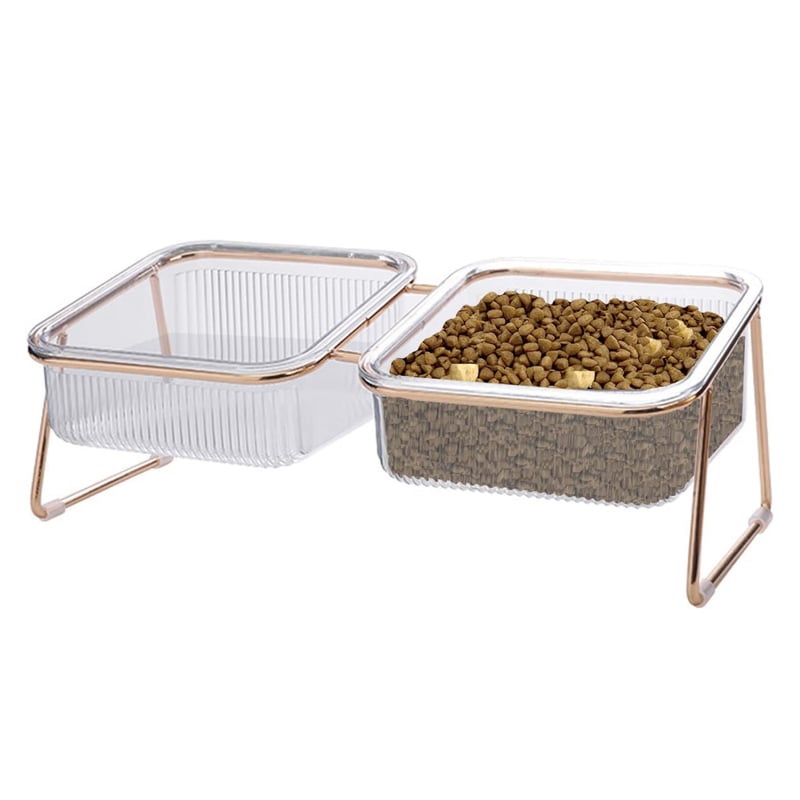 Comedero Doble Para Perro Y Gato Con Dispensador De Agua - Acero Inoxidable Y Botella De 600 Ml