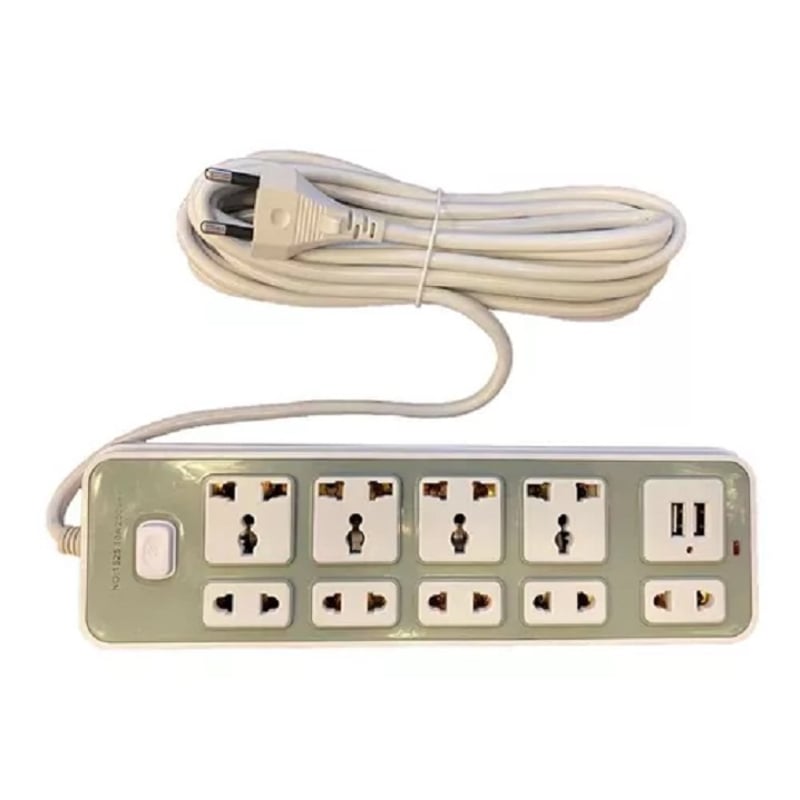 GENERICO Alargador Zapatilla Eléctrica 9 Posiciones 2 Usb 5 Metros ...