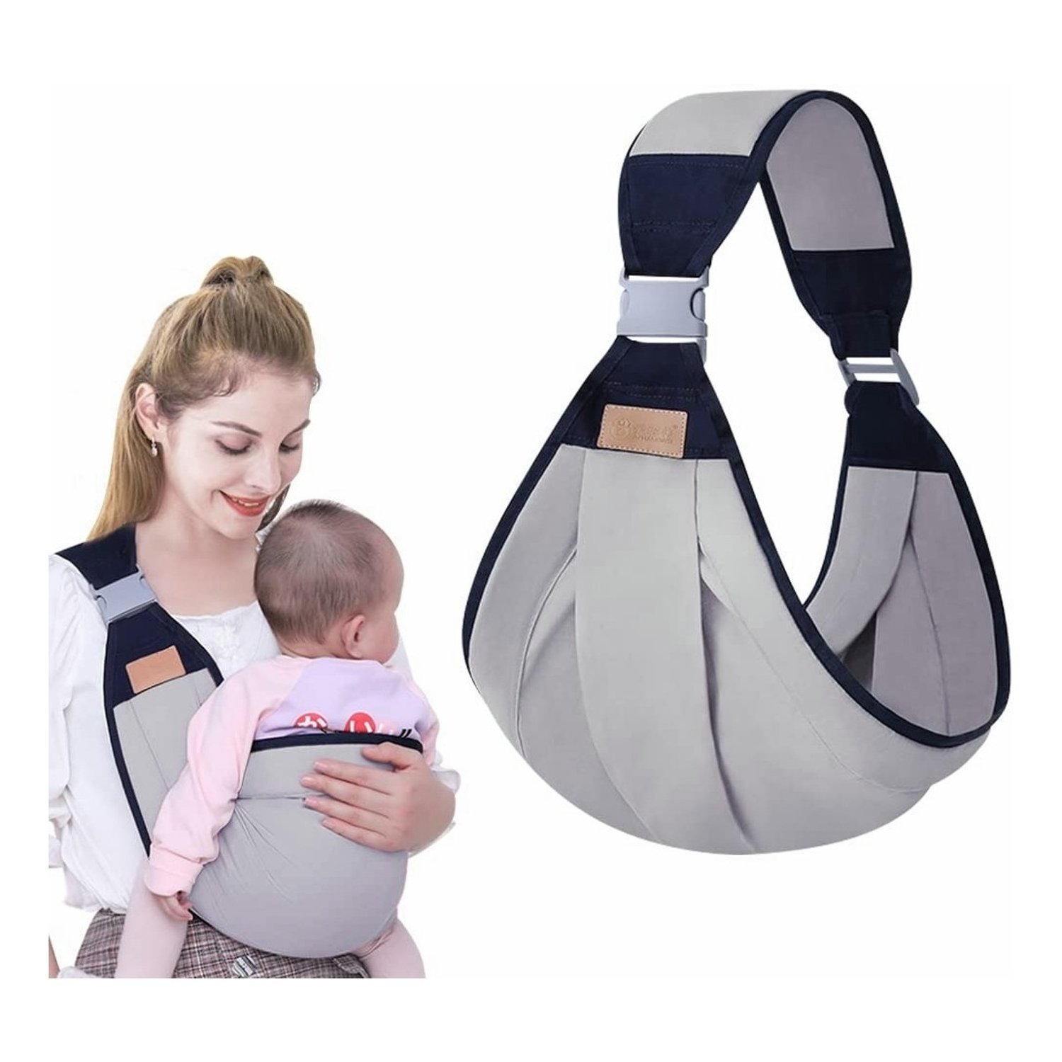 TIOZONEY Mochila Cangurera Portabebes Ergonimica 0 36 Meses 20kg gris falabella
