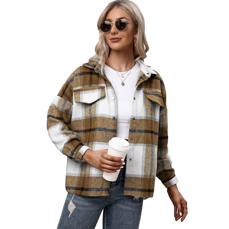 GENERICO Chaqueta Camisa Cuadros Franela para Mujer falabella
