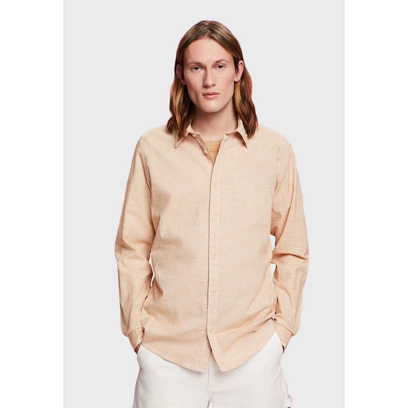 ESPRIT - Camisa A Rayas Con Cuello Italiano De Manga Larga Para Hombre, Talla 37, Color Azul 427