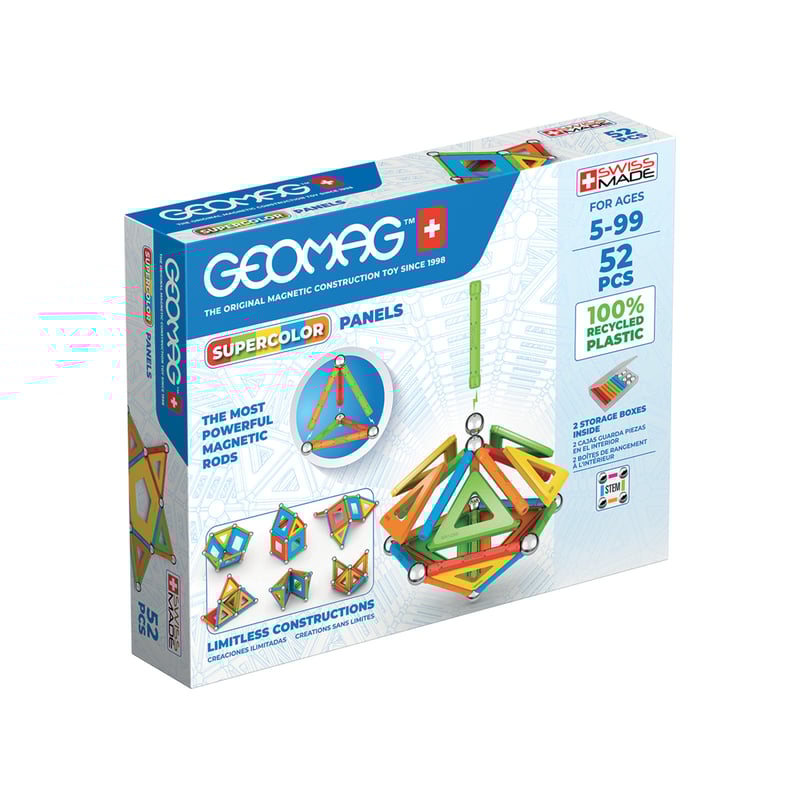 GEOMAG - Juego de Creacion Magnético Supercolor (52 piezas) - Línea Ecológica