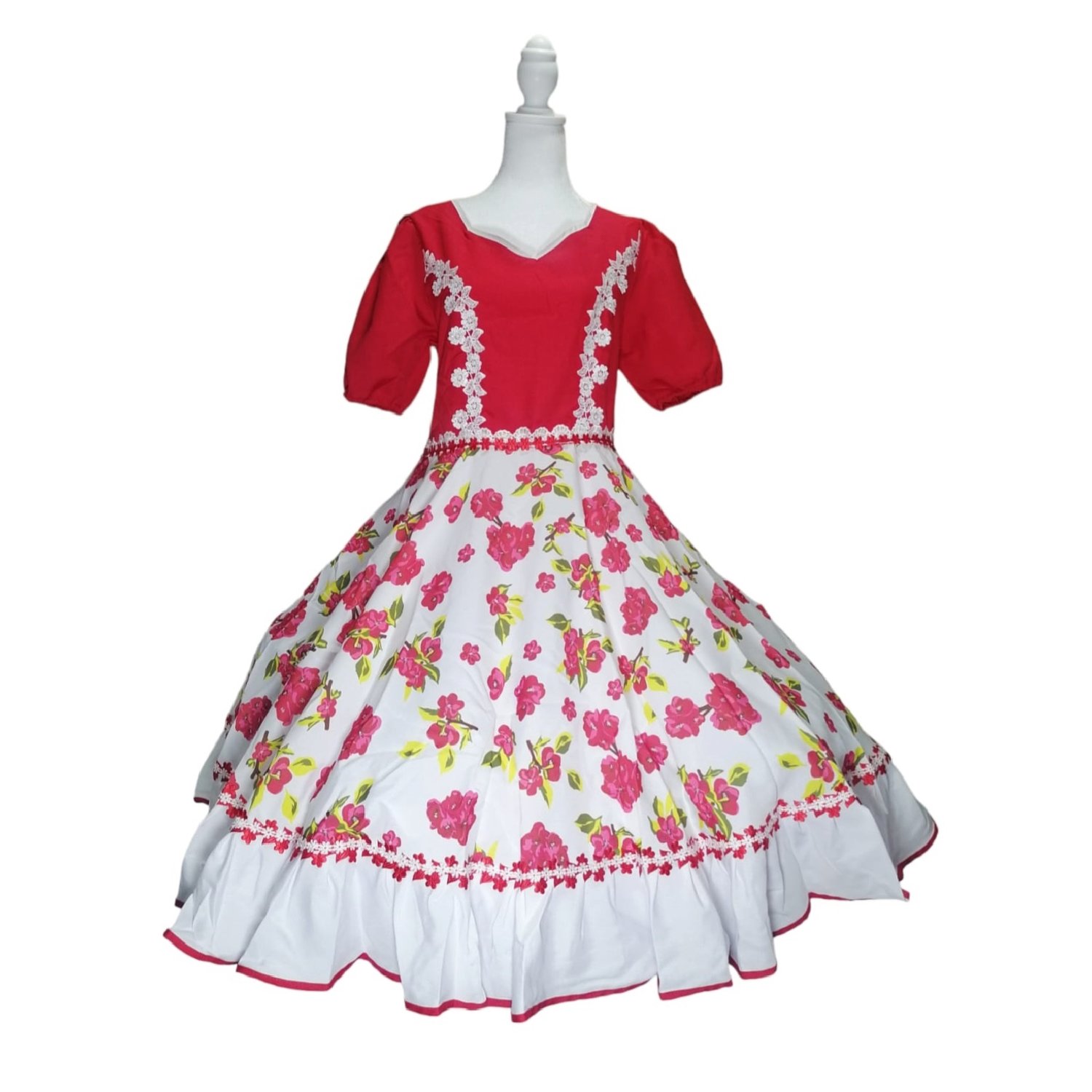 VESTIDO MUJER HUASA CHINA CUECA FIESTAS PATRIAS ROJO SMLXL