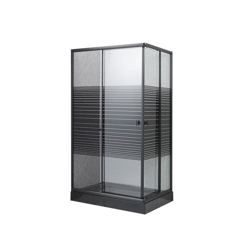 DECHAUS - Mampara Shower Door Black 120×80 Cms Receptáculo Negro