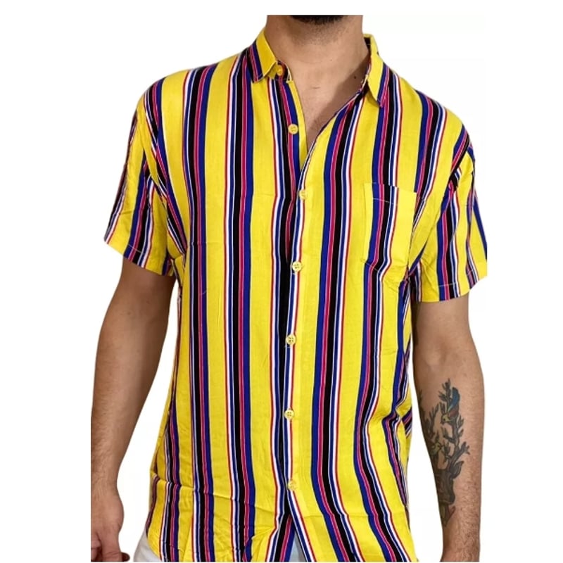Camisa Rayas amarilla Hombre
