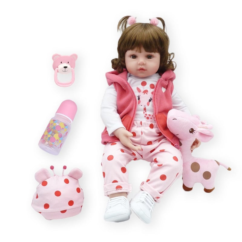 DANWEILE Muneca bebe reborn vinilo juguetes para 48cm Ojos marrones falabella