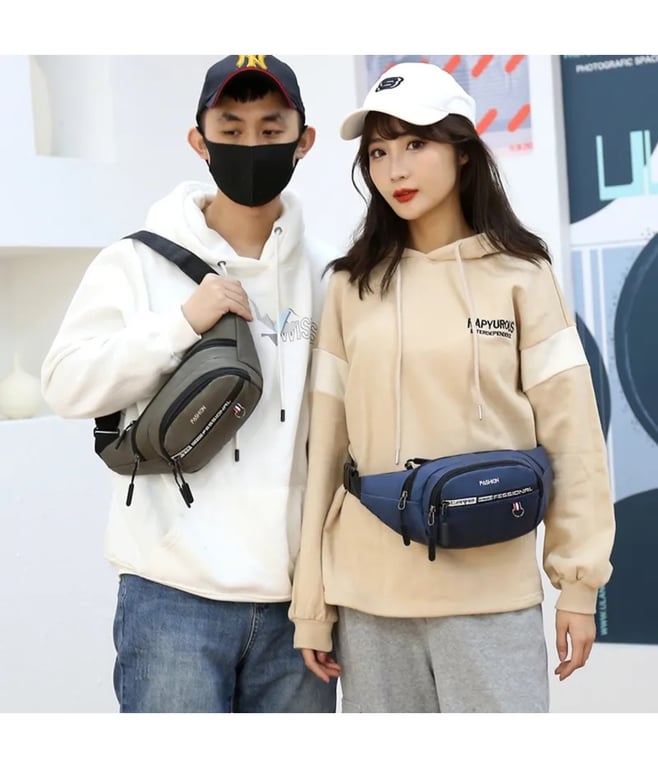 Banano Bolso Deportivo Rinonera Casual Unisex Uso Diario Azul Marino TALLA UNICA