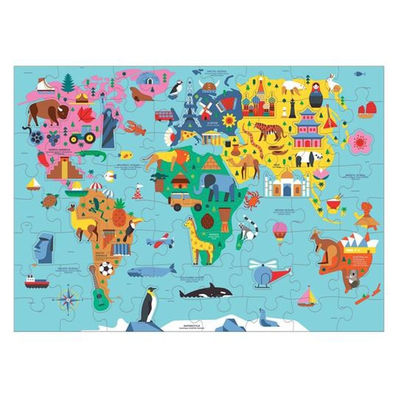 MUDPUPPY - Puzzle 78Pcs Geografia Mapa Del Mundo Mudpuppy