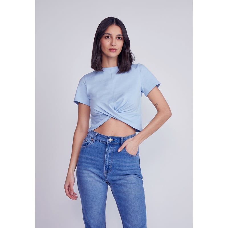 Polera Mujer Cruzada Celeste Sioux