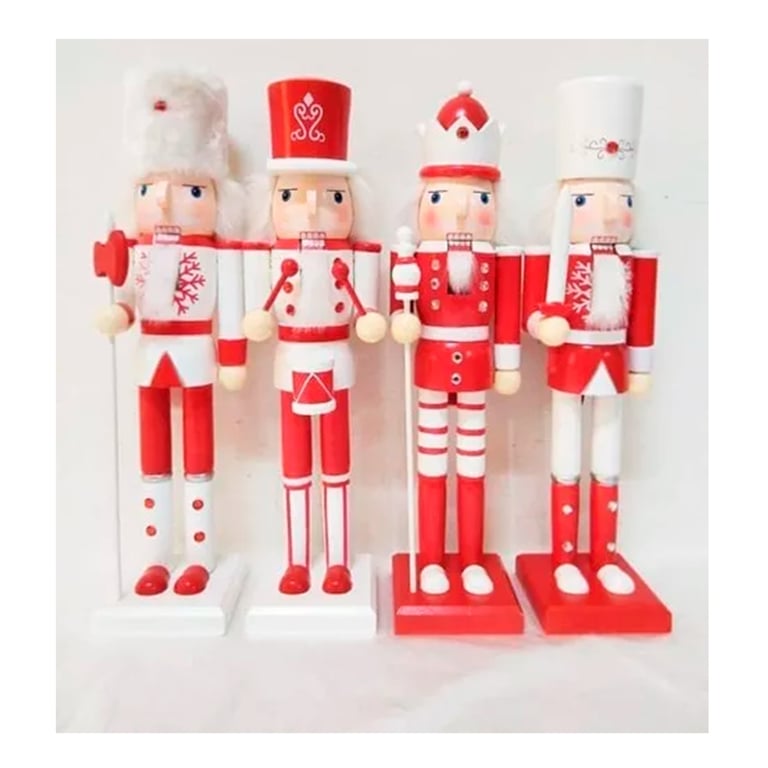 Soldado Cascanueces Decorativo Sin Rostro Rojo - Figura Elástica 47x17x8 Cm, Adorno Navideño De Pie Para Estantes O Mesa