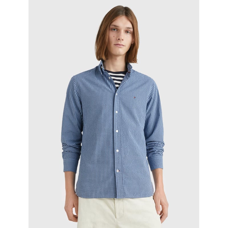 Camisa cuadros vichy azul hombre hotsell