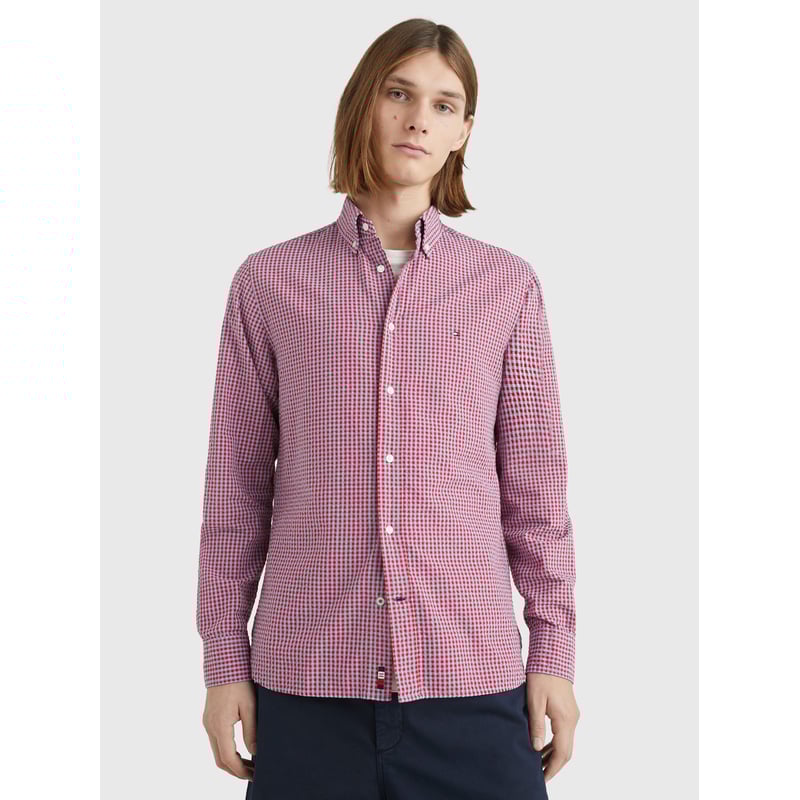TOMMY HILFIGER Camisa A Cuadros Vichy Corte Regular Rojo Hombre falabella