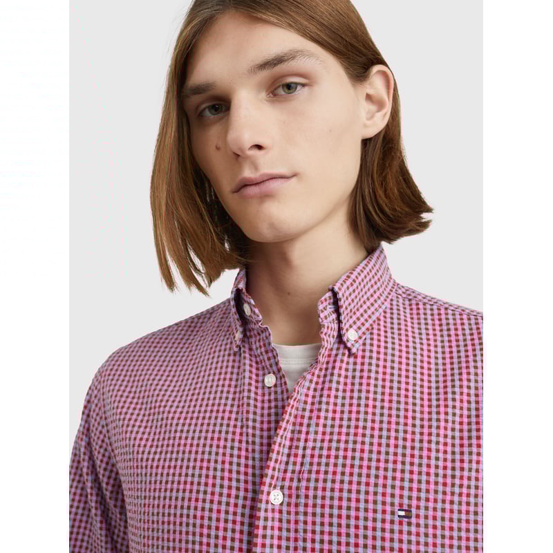 TOMMY HILFIGER Camisa A Cuadros Vichy Corte Regular Rojo Hombre falabella