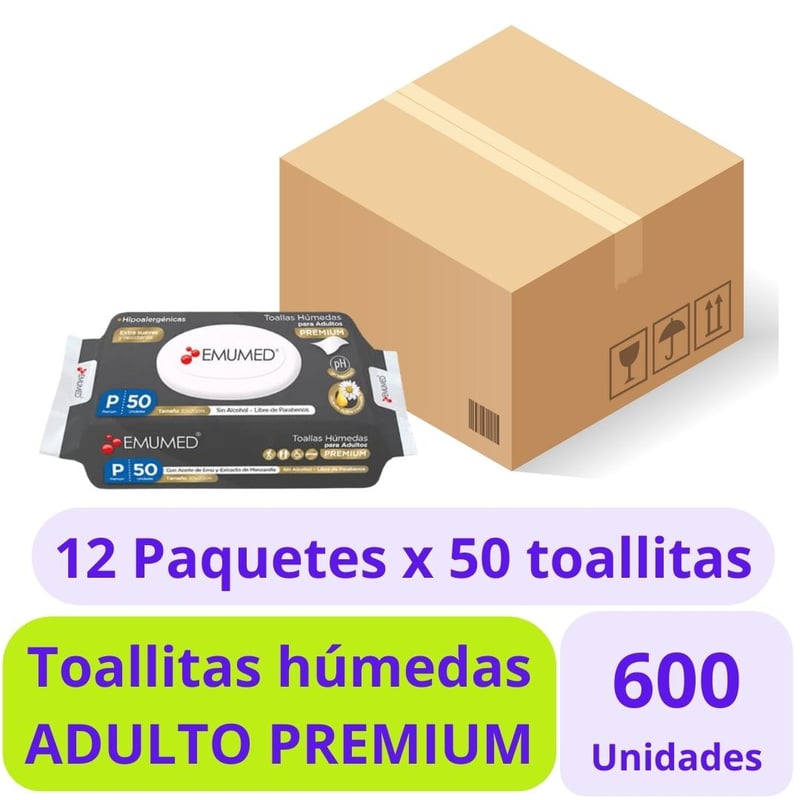 EMUMED - Emumed Premium Toallitas Húmedas Adulto 12x50uds