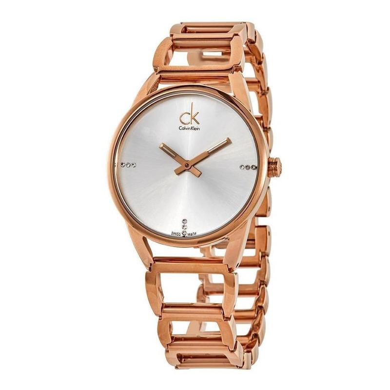 Calvin Klein Stately White Dial Gold Steel Strap Watch for Women - K3G2362W