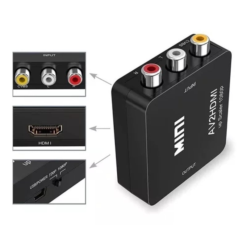 GENERICO Adaptador Conversor Av Rca Analogo A Hdmi Digital falabella