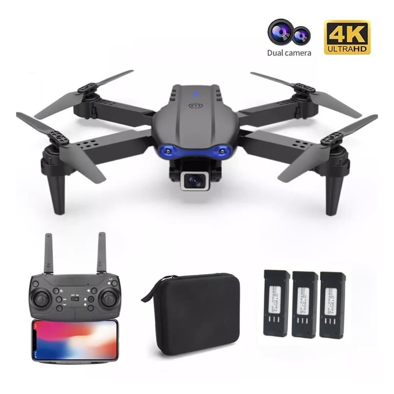 ACTUAL Dron 3 Baterías Plegable Bolso Recargable Doble Cámara 4k Wifi ...
