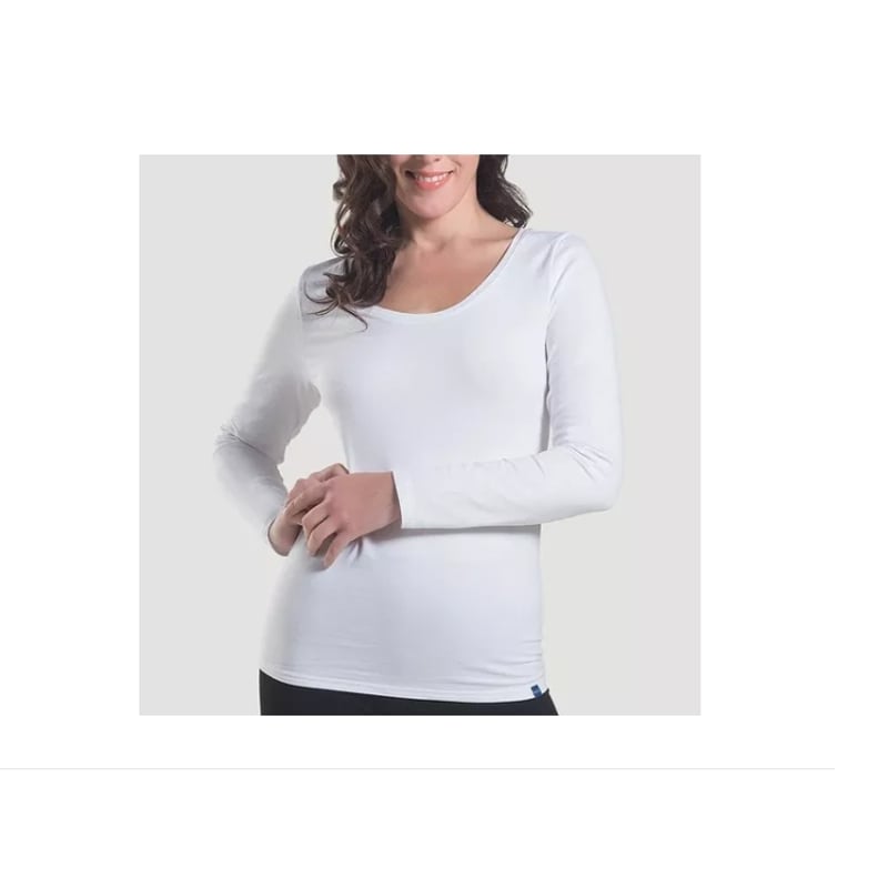 Polera Manga Larga Algodon Mujer Dama Elasticada
