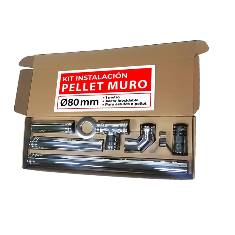 GENERICO - Kit Instalación Estufa A Pellet Inox Muro 80mm