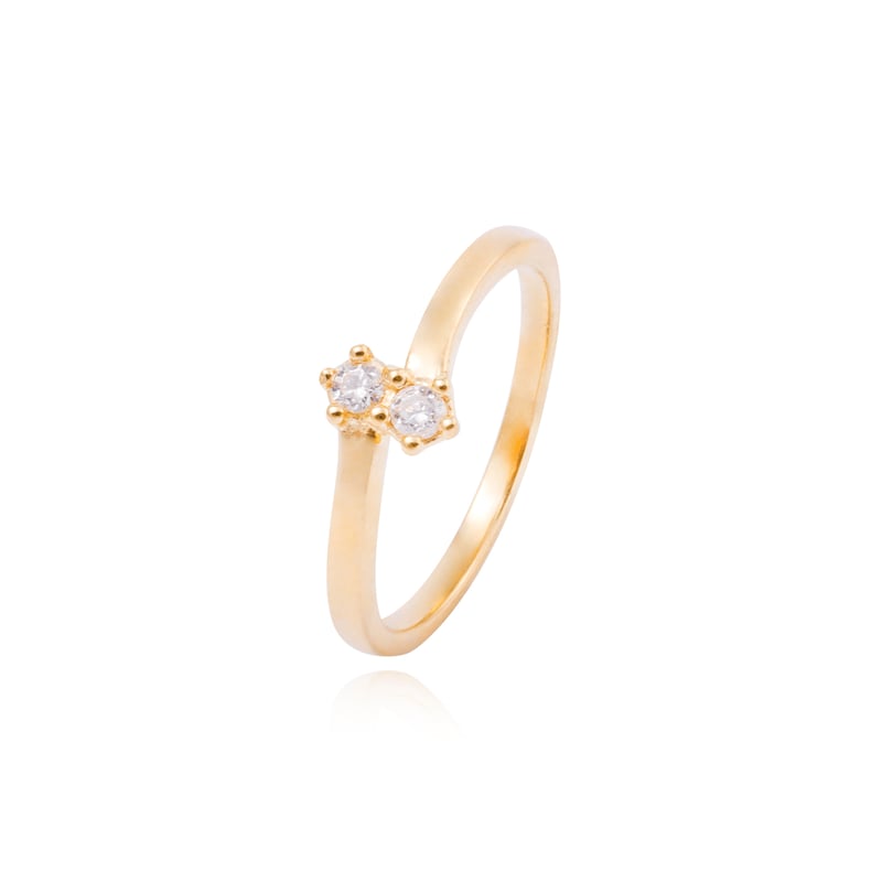 JB JOYAS BARON Anillo de oro 18kt Solitario doble falabella