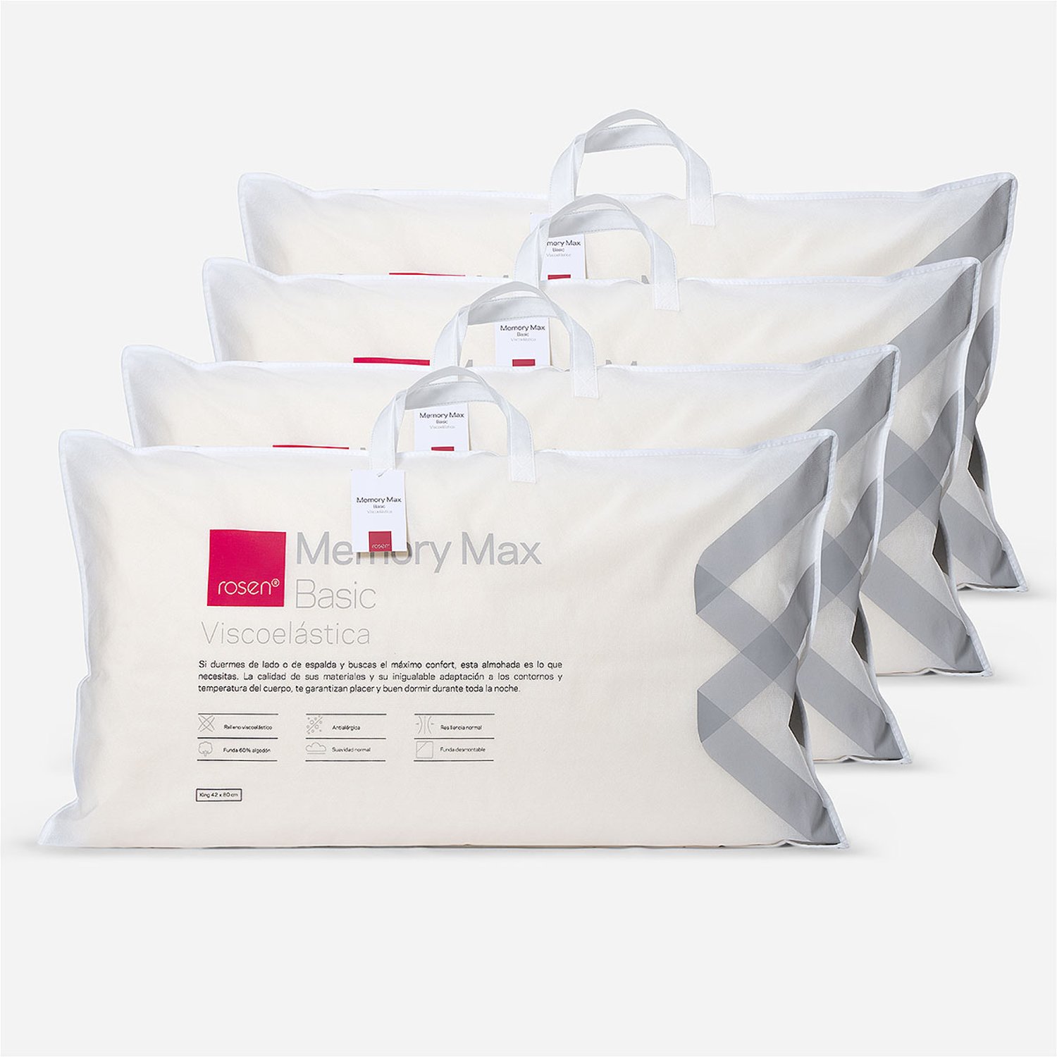 Set 4 Almohadas Rosen Memory Max Basic King 42x80cm Sodimac Chile