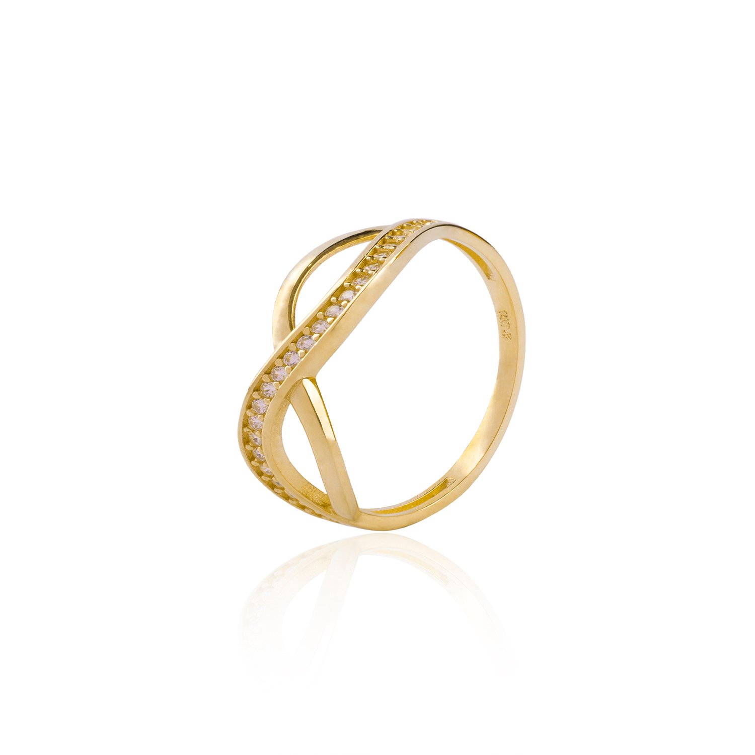 JB JOYAS BARON Anillo de Oro 18kt Circon Ondas falabella