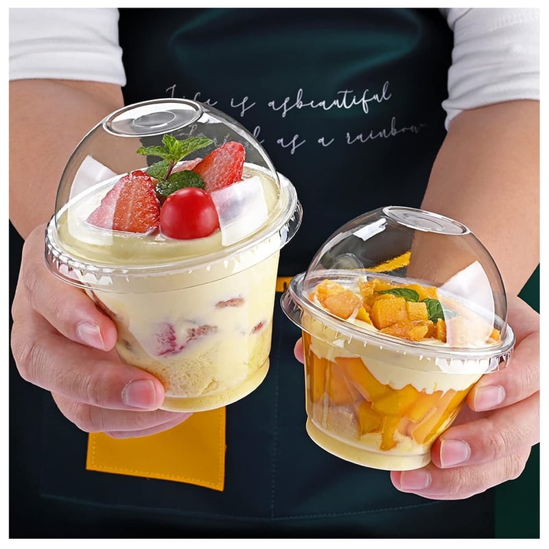 GENERICO Pack 25 Envases De Plastico Desechables Con Tapa Vaso Postre falabella