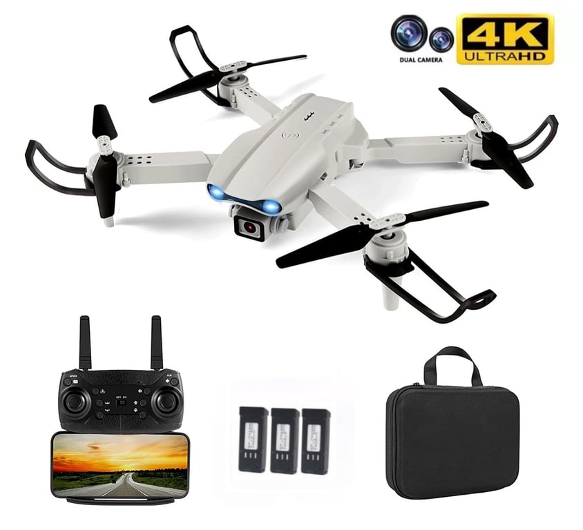 GENERICO Dron x3 Baterías 4k Ultra Hd Doble Cámara Bolso Control Remoto ...