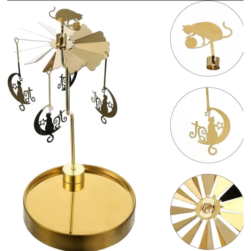 Candelabro Giratorio Para Velas - Funciona Con Calor, Sin Pilas, Diseño Hada/copo Nieve, Decoración Navideña
