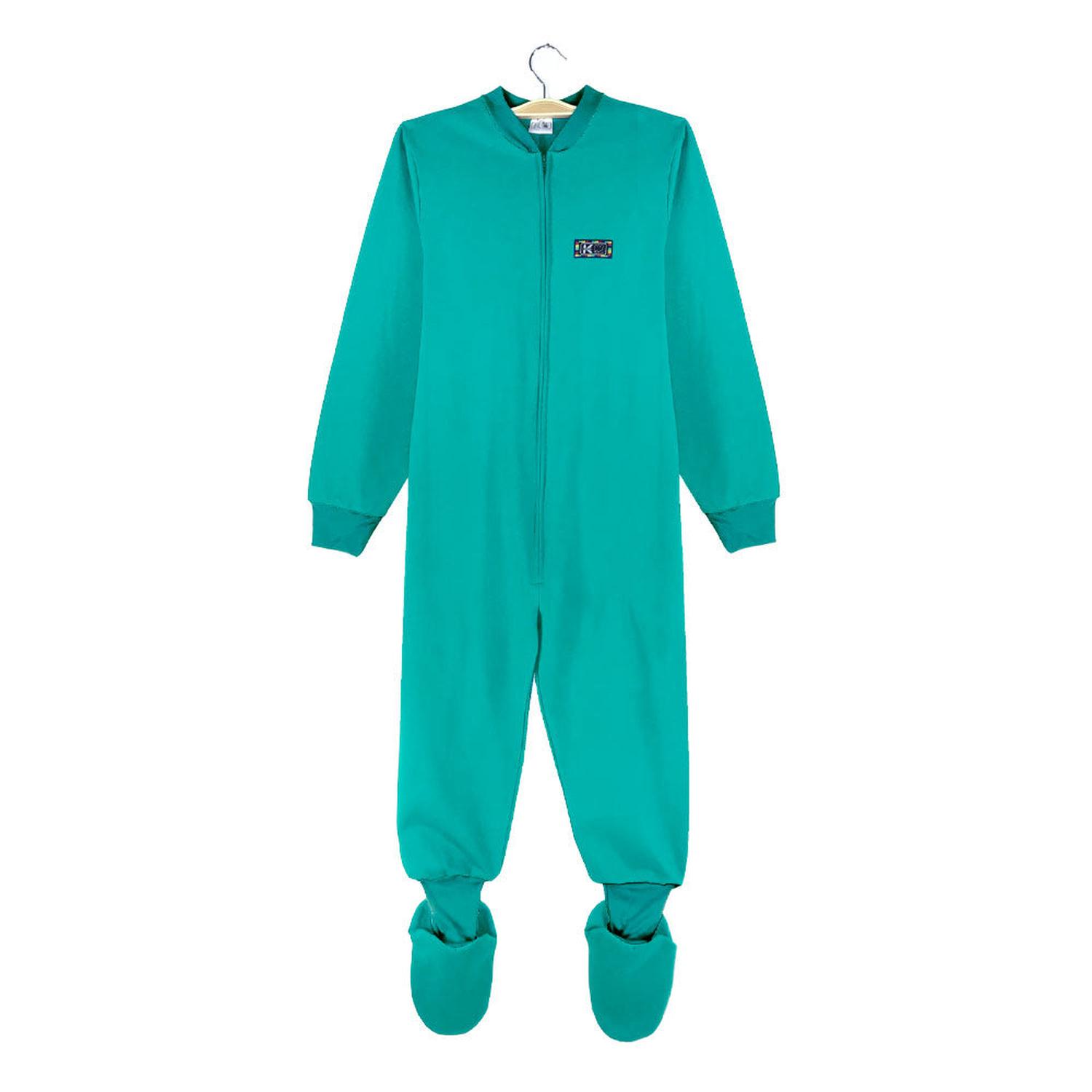 Pijama Enterito Adulto Verde Esmeralda Algodon Franela Turquesa