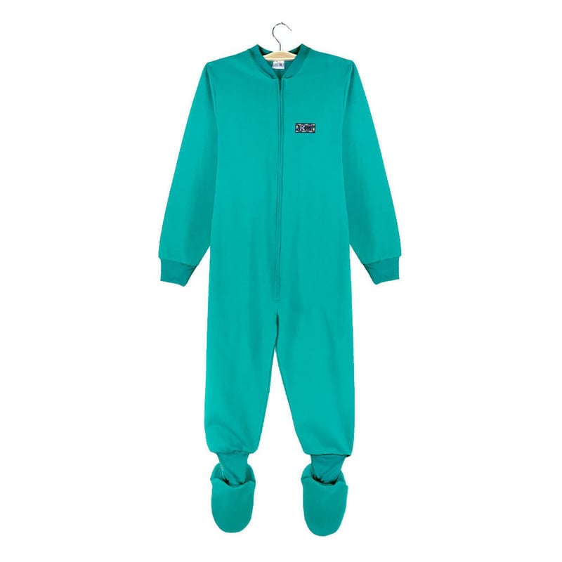 Pijama Enterito Adulto Verde Esmeralda Algodon Franela Turquesa