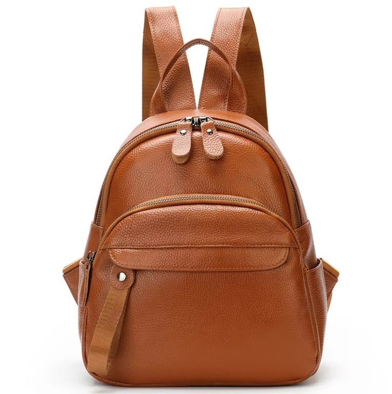Mochila De Cuero De Vaca 100% Genuino Para Mujer, Bolso De Hombro De
