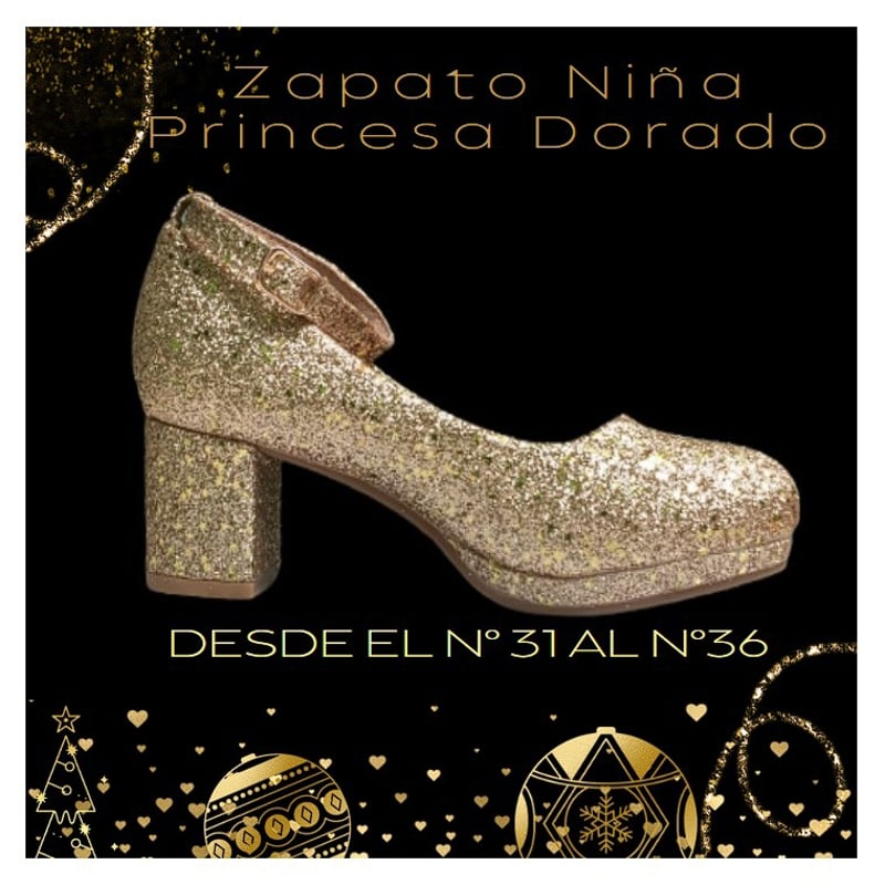 Glitter Tacones De Sevillanas Para NiÃ±as Zapato Dorado Zapatos