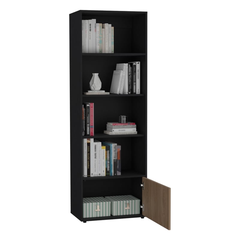 FMFURNITURE - BIBLIOTECA 1 PUERTA FM-009N - NEGRO