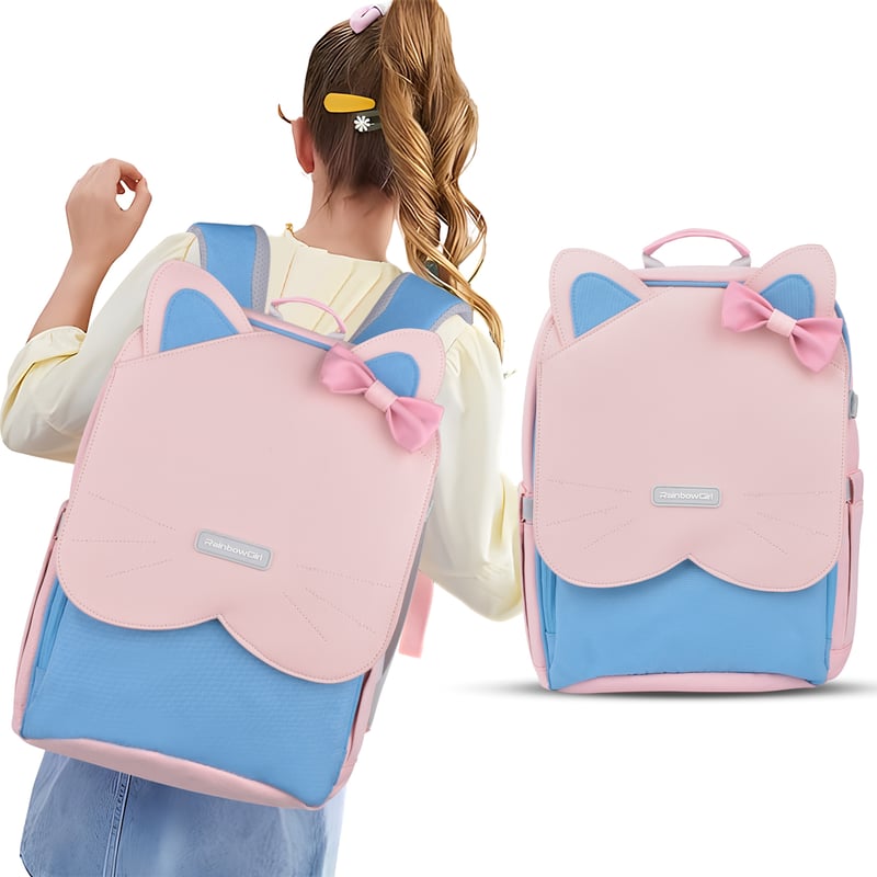 KOKILA Mochila Bolso Morral Escolar Impermeable Para Nina Cara gato falabella