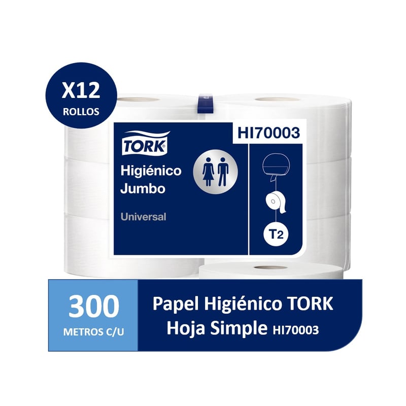 TORK Papel Higiénico Tork Jumbo Universal 12 Rollos X 300 Metros ...
