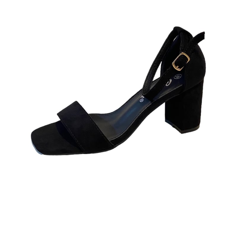 Sandalia Con Plataforma Cornelia Para Mujer - Gamuza Negra, Talla 36 EU, Tacón Ancho Y Cómodo