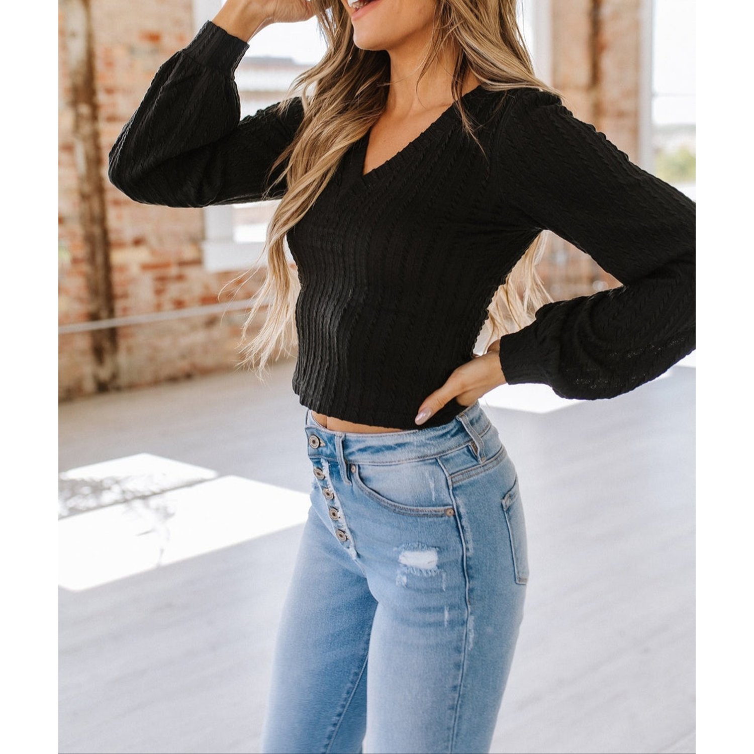 Polera manga globo hotsell