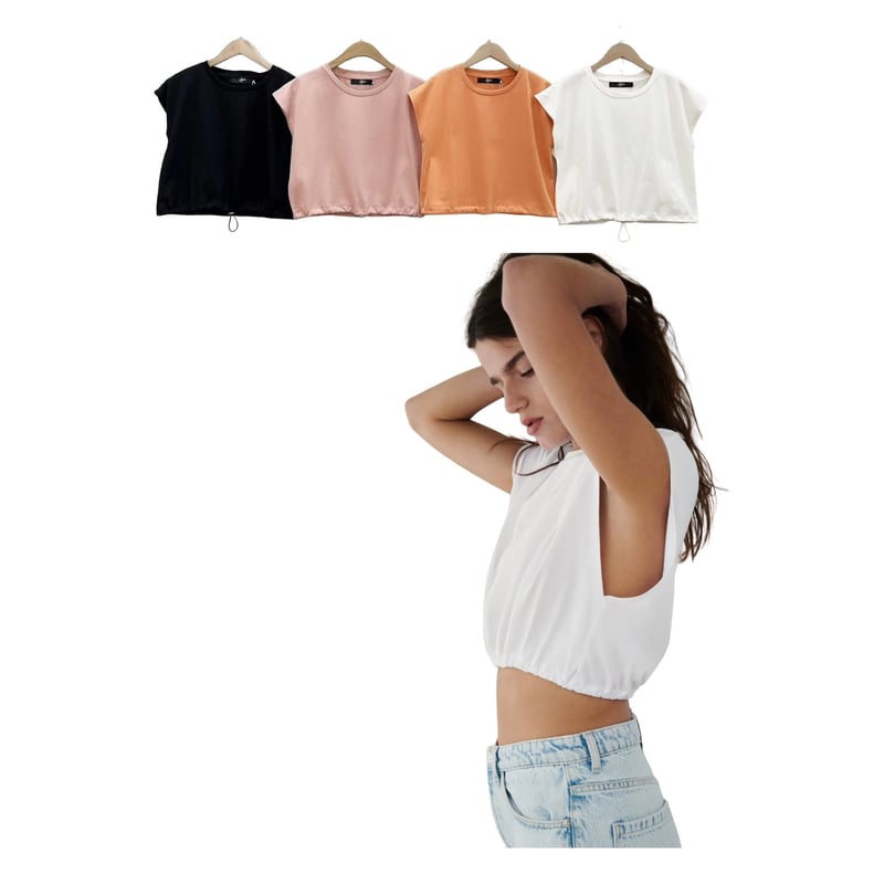 Crop Top Para Mujer Polera Sin Mangas Ajustable En Cintura