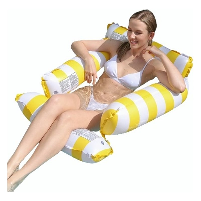 Hamaca De Agua Hinchable 4 En 1 Para Piscina | Flotador Con Posavasos Y Malla De Nailon | Ideal Para Adultos Y Niños | Azul