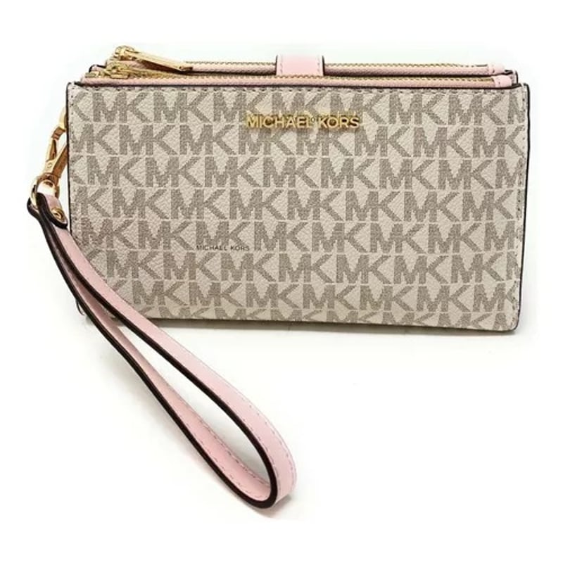 MICHAEL KORS Billetera Michael Kors Jet Set Travel Double Zip Wristlet Vanila Pink falabella