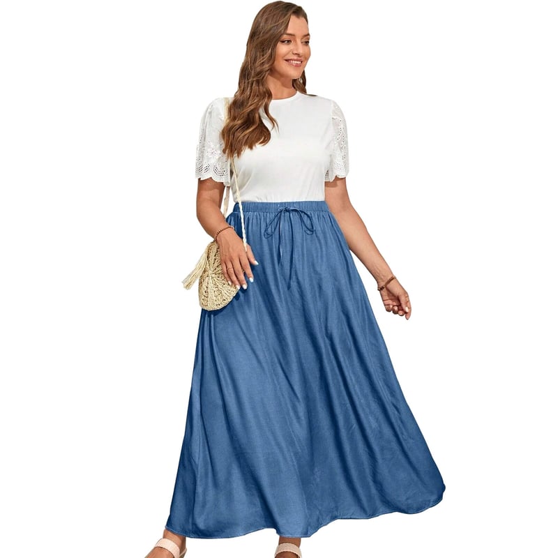 Pack 4 Falda Larga Mujer Casual Cintura Elastica Elegante